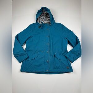 Noble Outfitters Women’s Lined Canvas Jacket w Fur Lined Hood Turquoise XL